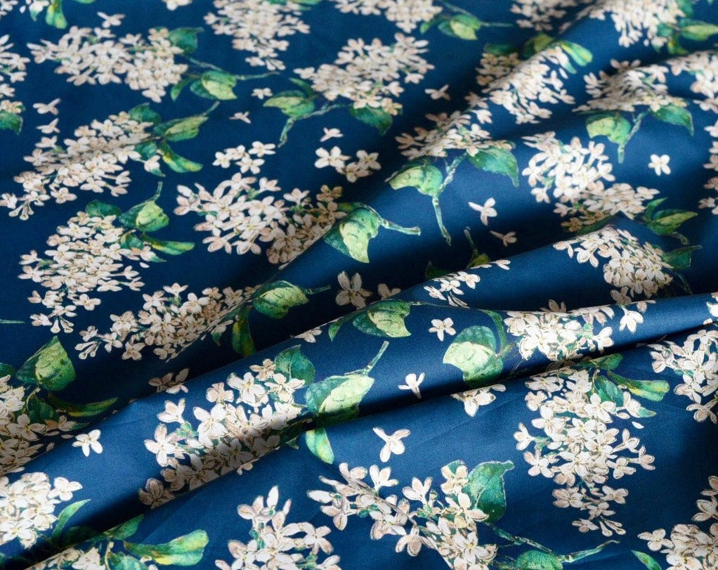 Alice and the Garden of talking Flowers - Liberty Fabric - Navy