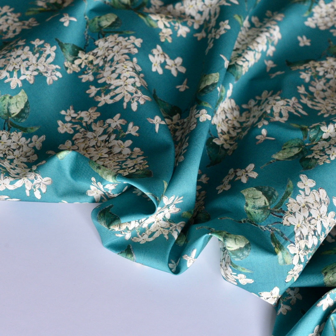 Alice and the Garden of talking Flowers - Liberty Fabric  - Turquoise